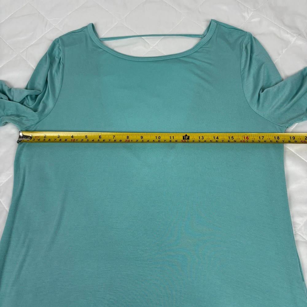 PrAna Asymmetrical‎ Tunic Top Womens M Teal Open Back Long Sleeve - Picture 8 of 11